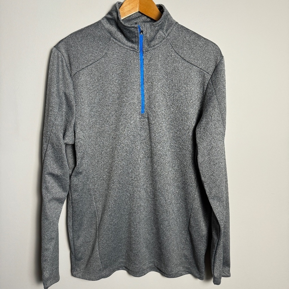 Mondetta Men's‎ 1/4 Zip Long Sleeve Performance Pullover Gray Large Activewear